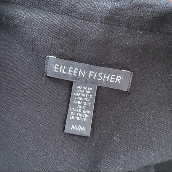 Eileen Fisher Collarless Single Button Blazer Jacket Black Viscose Blend Medium - Picture 8 of 8
